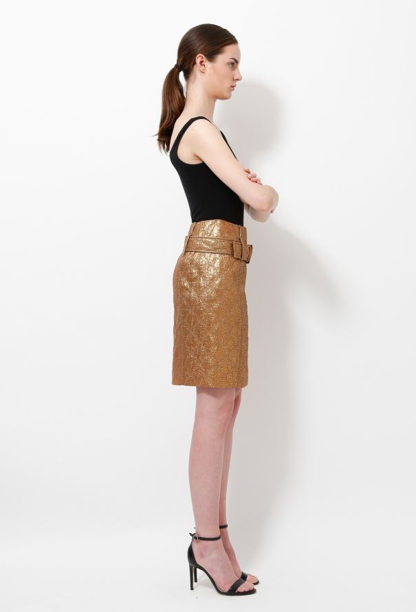 Prada S/S 2002 Gold Brocade Skirt - 6