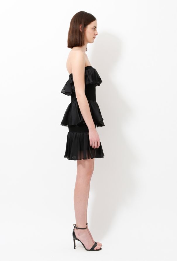 Saint Laurent 70s Ruffled Bustier Dress - 5