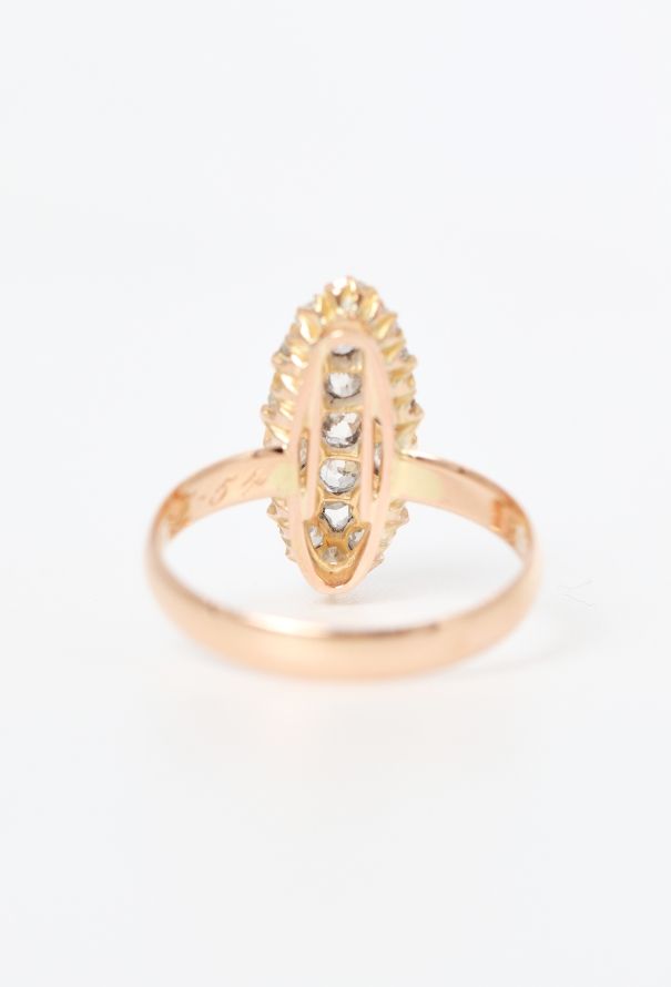 Vintage Fine Jewelry Antique 18k Rose Gold & Diamond Marquise Ring - 5