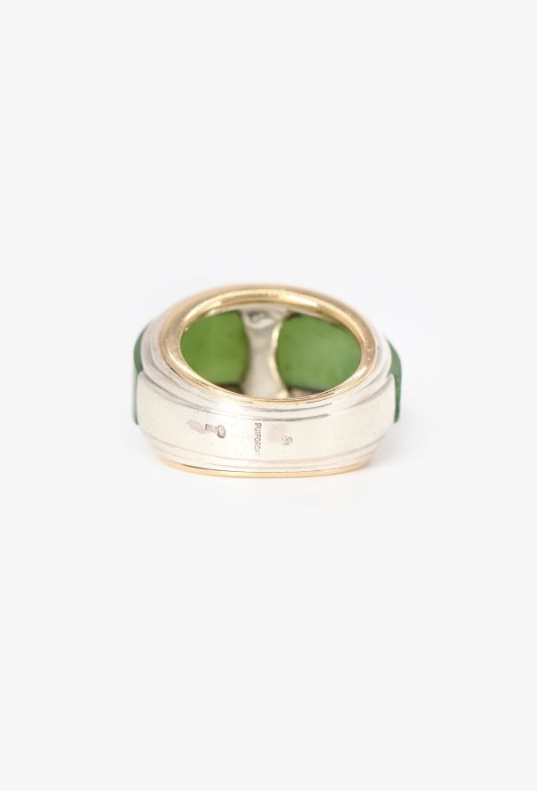 Vintage Fine Jewelry Puiforcat 18k Yellow Gold, Silver & Jade Ring - 5