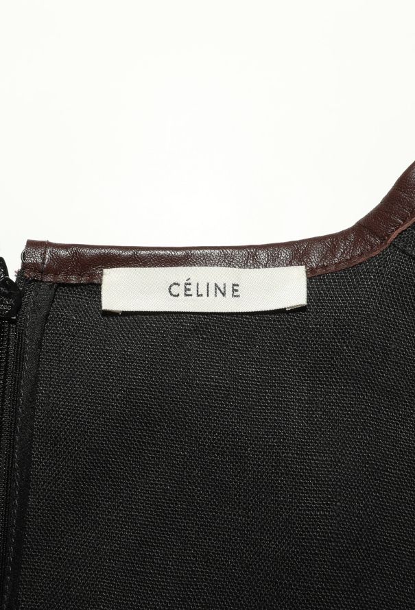 Céline S/S 2018 Leather Trim Linen Kaftan - 6