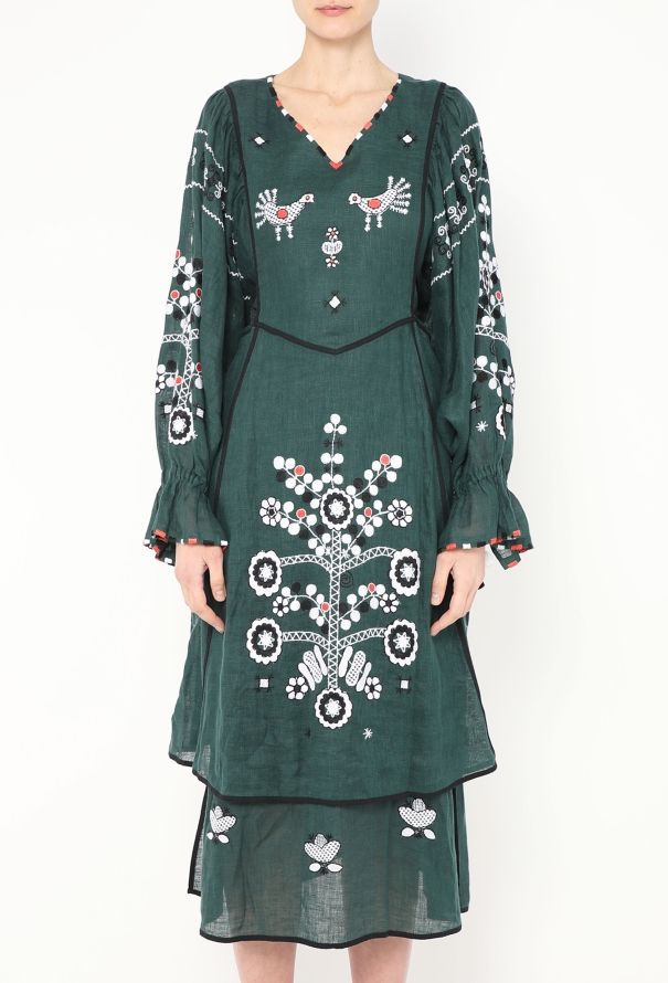 Vita Kin Belted Embroidered Linen Dress - 2