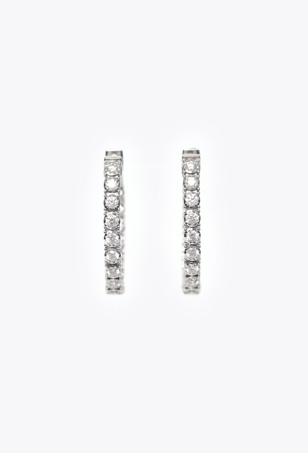 Modern Fine Jewelry 18K White Gold & Diamond Inside-Out Hoop Earrings - 3