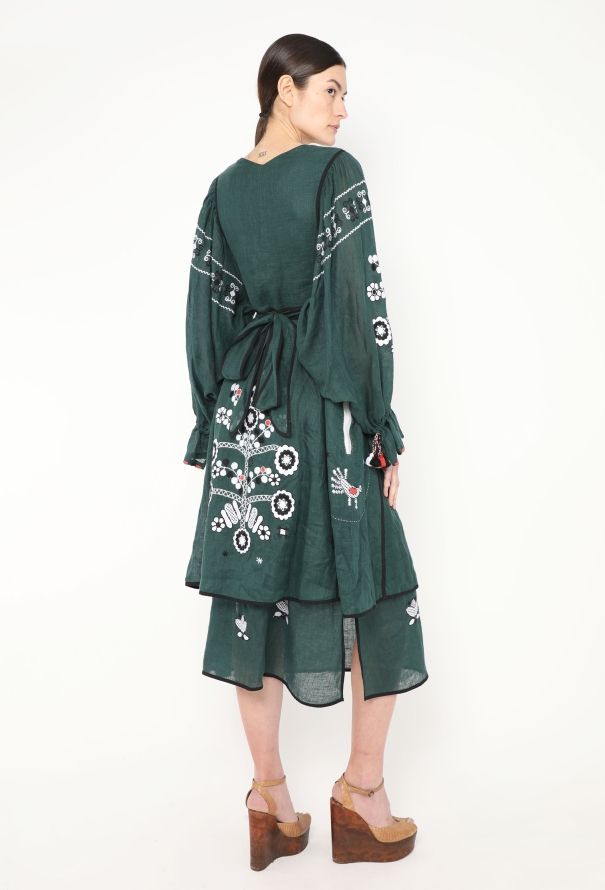 Vita Kin Belted Embroidered Linen Dress - 3
