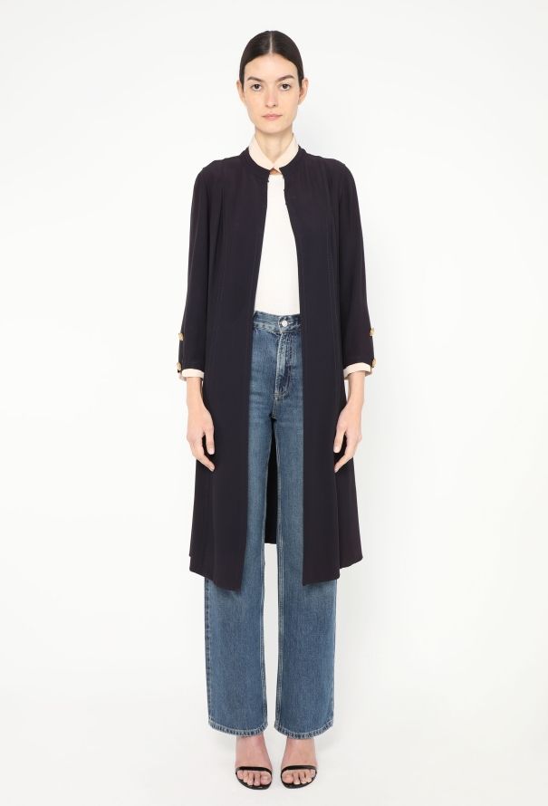 Chanel Haute Couture 1975 Bicolor Silk Emblem Coat - 3