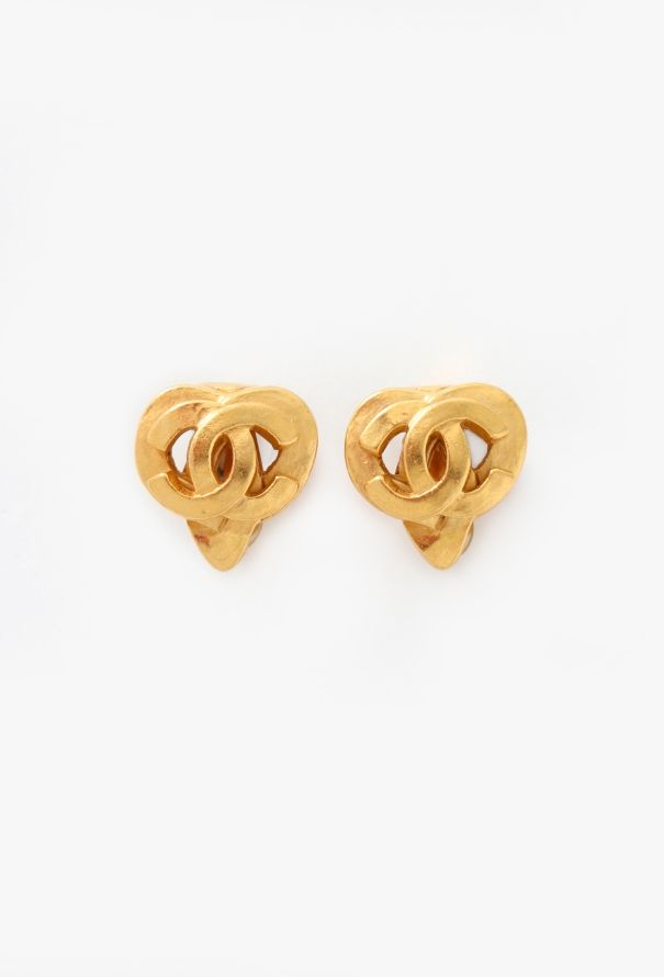 Chanel 1997 'CC' Heart Clip Earrings - 1