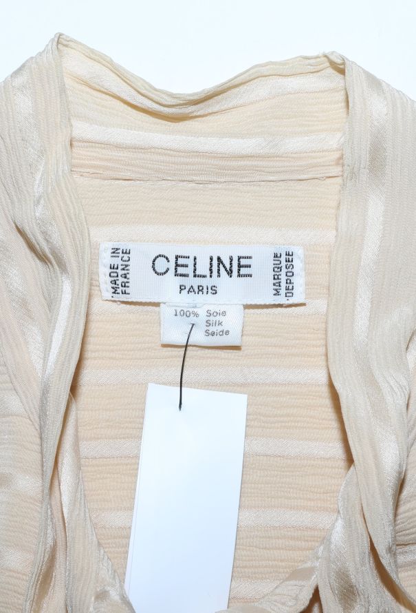 Céline Vintage Striped Silk Lavallière Blouse - 5