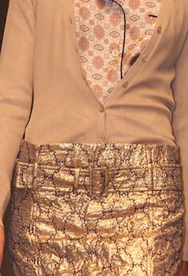 Prada S/S 2002 Gold Brocade Skirt - 5