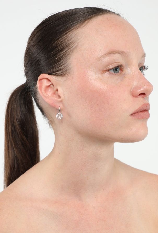 Modern Fine Jewelry 14K White Gold & Diamond Earrings - 2