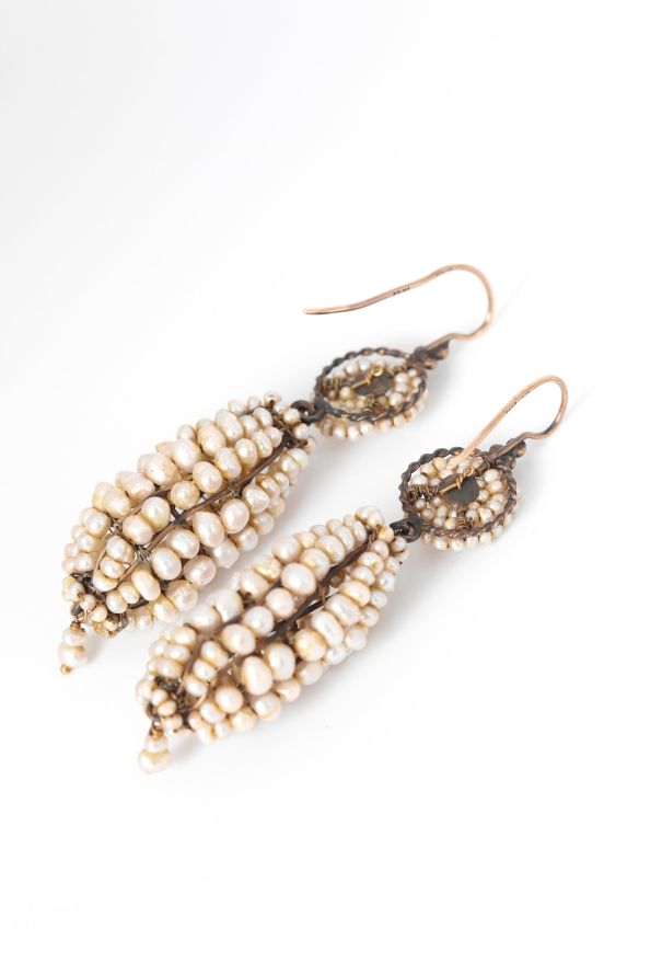 Vintage Fine Jewelry Antique 9K Gold & Pearls Earrings - 4