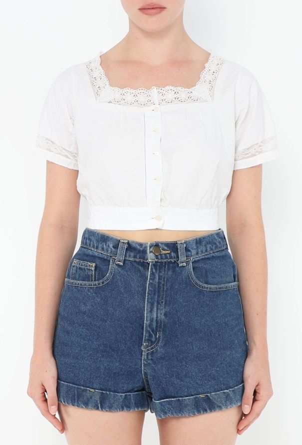 Antique Lace Trim Cotton Top - 2