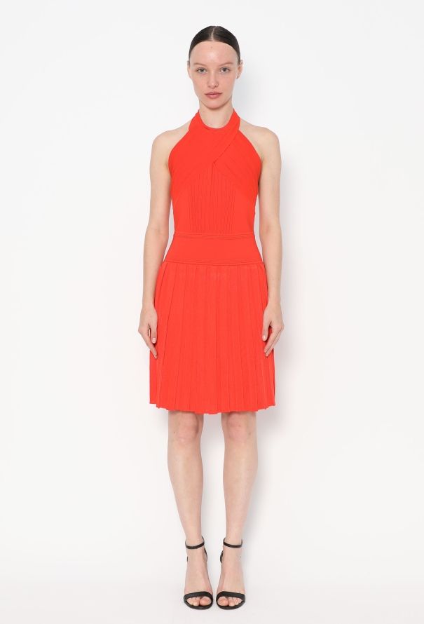 Balmain Pleated Open-Back Halter Dress - 4