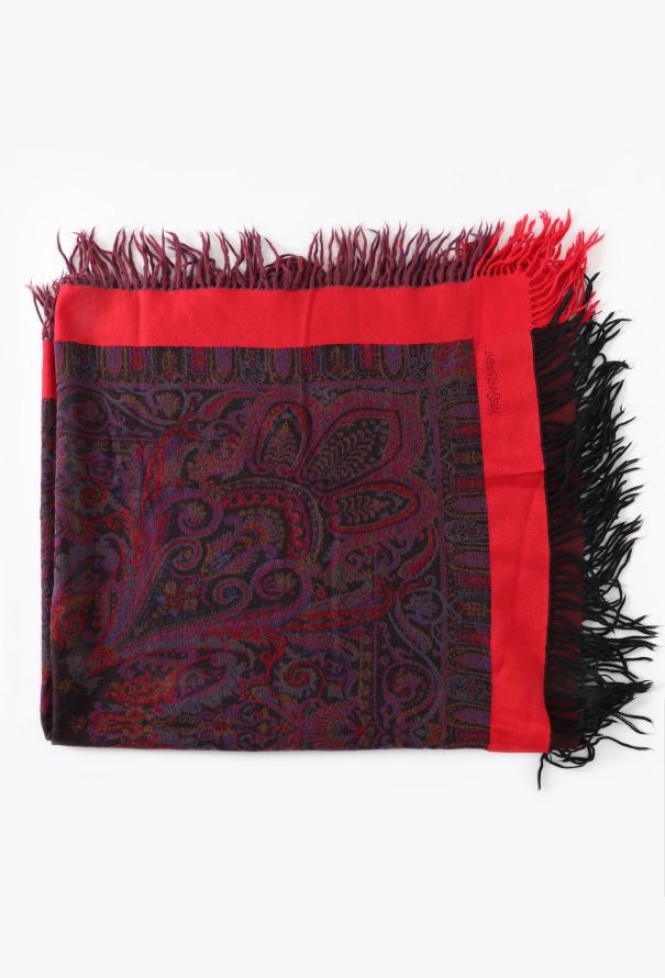 Saint Laurent Vintage Embroidered Paisley Tassel Scarf - 4