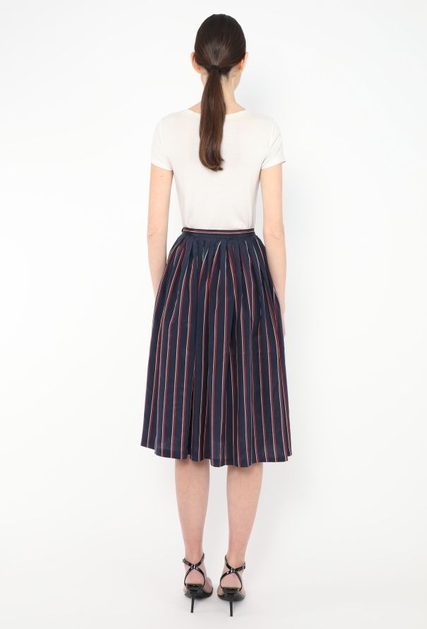 Saint Laurent 1978 Pleated Silk Striped Ensemble - 6