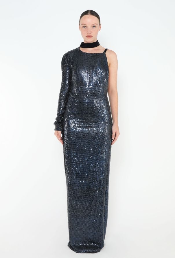 Tom Ford One-Shoulder Mesh Chainmail Gown - 4