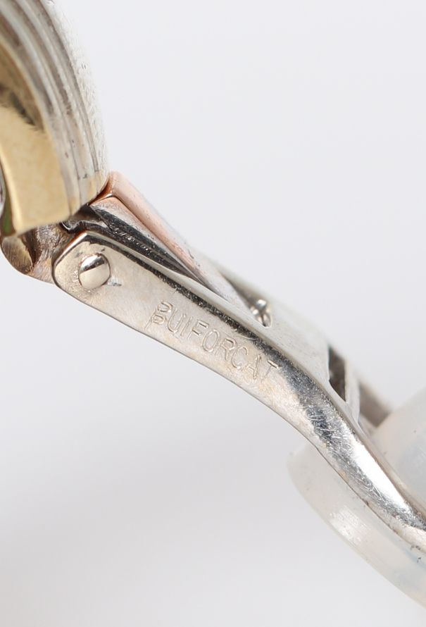 Vintage Fine Jewelry Puiforcat 18k Yellow Gold, Silver & Jade Clip Earrings - 6