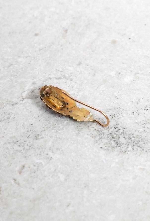 Vintage Fine Jewelry Antique 18k Gold & Pink Stone Mono Earring - 4