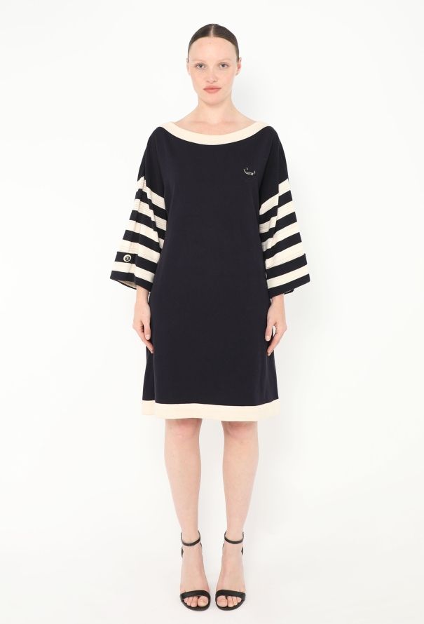 Chanel Marinière Brooch Dress in Navy Knit – Resort 2014 - 1