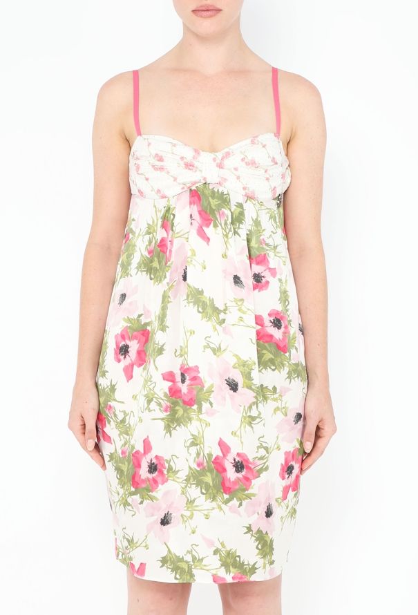 John Galliano 2005 Ruched Floral Silk Dress - 2