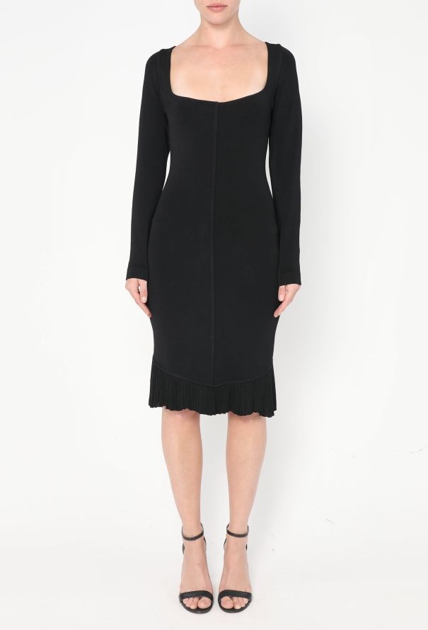 Alaïa S/S 1990 Bodycon Pleated Hem Dress - 3