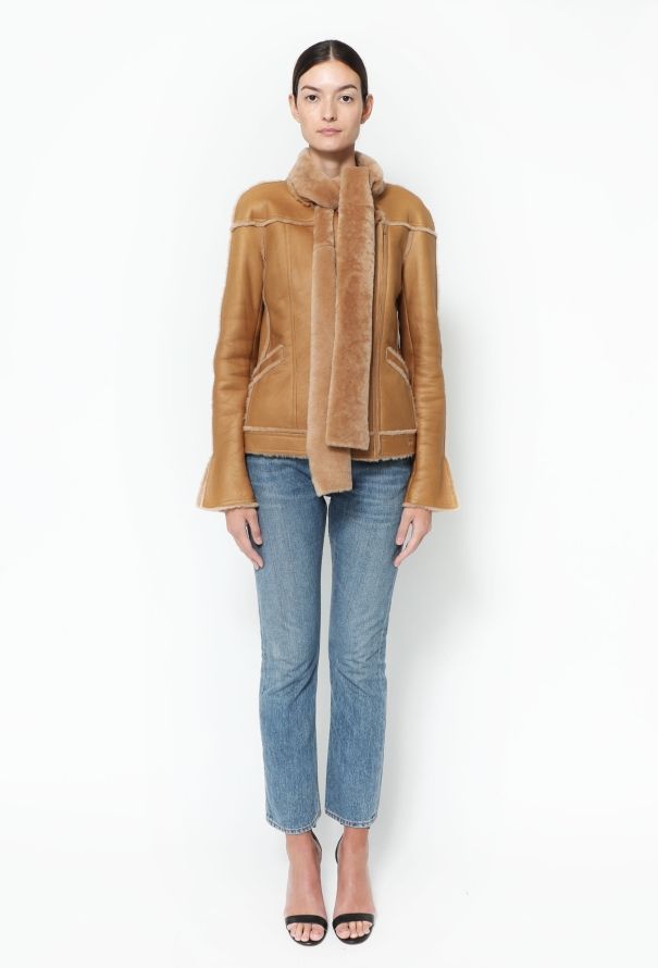 Chanel 2004 Lambskin Shearling Scarf Jacket - 2