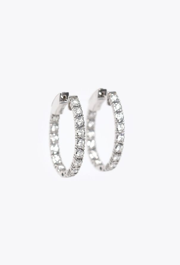 Modern Fine Jewelry 18K White Gold & Diamond Inside-Out Hoop Earrings - 1