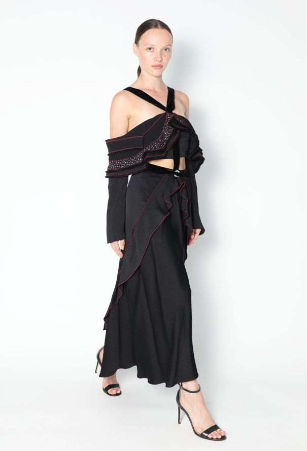 Proenza Schouler S/S 2016 Ruffled Velvet Halter Dress - 5