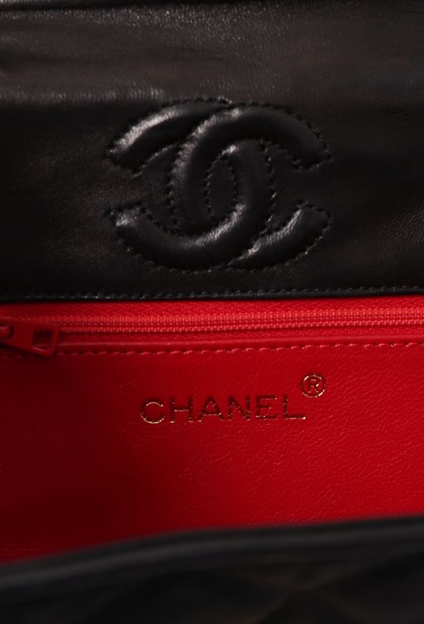 Chanel '90s Black Satin Octagon Classic Chain Bag - 12