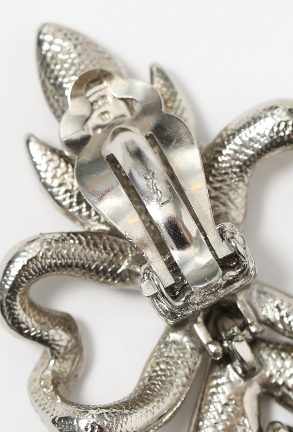 Saint Laurent Vintage Strass Pendant Clip Earrings - 4