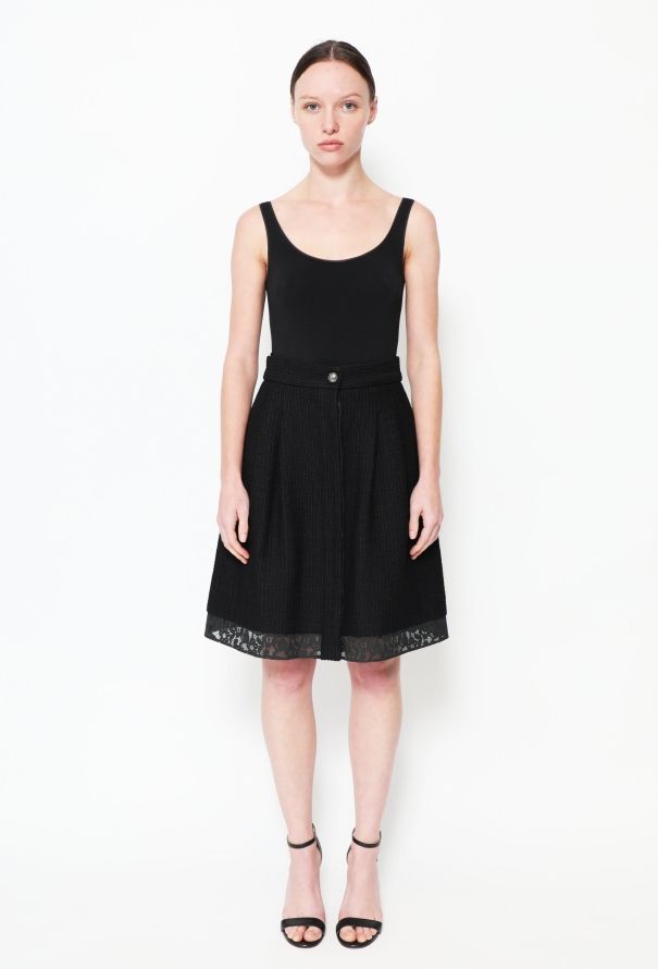 Chanel Tweed Lace Trim Skirt - 1