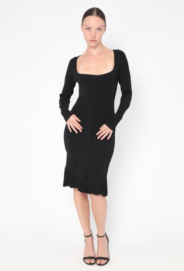 Alaïa S/S 1990 Bodycon Pleated Hem Dress - 4