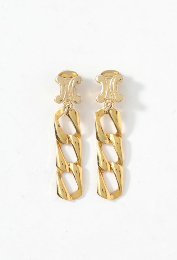 Céline Vintage Triomphe Chainlink Clip Earrings - 1