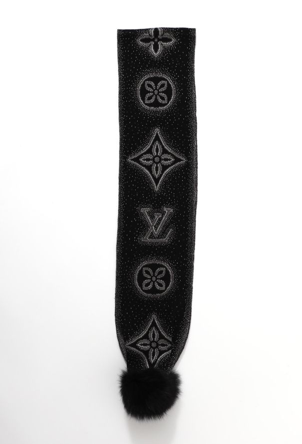 Louis Vuitton Monogram Cashmere Fur Trim Scarf - 2