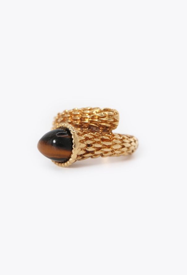 Boucheron 18k Yellow Gold & Tiger's Eye Serpent Bohème Ring - 3