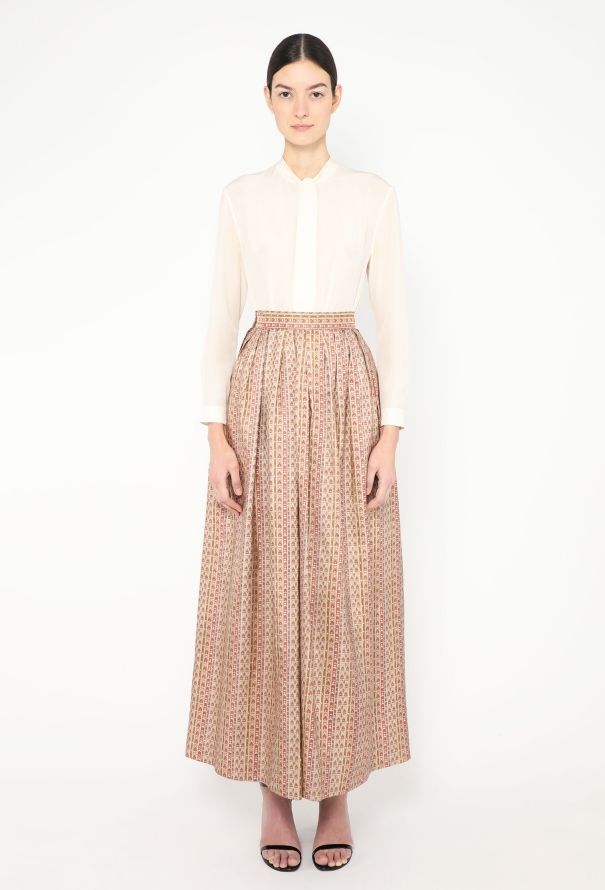 Saint Laurent S/S 1978 Pleated Floral Skirt - 1