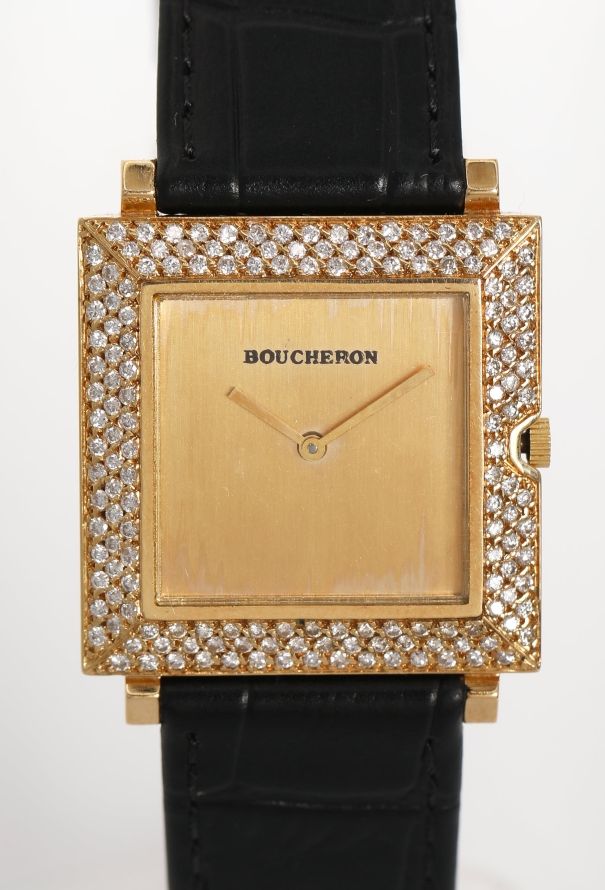 Boucheron 18k Yellow Gold & Diamond Carré Watch - 2