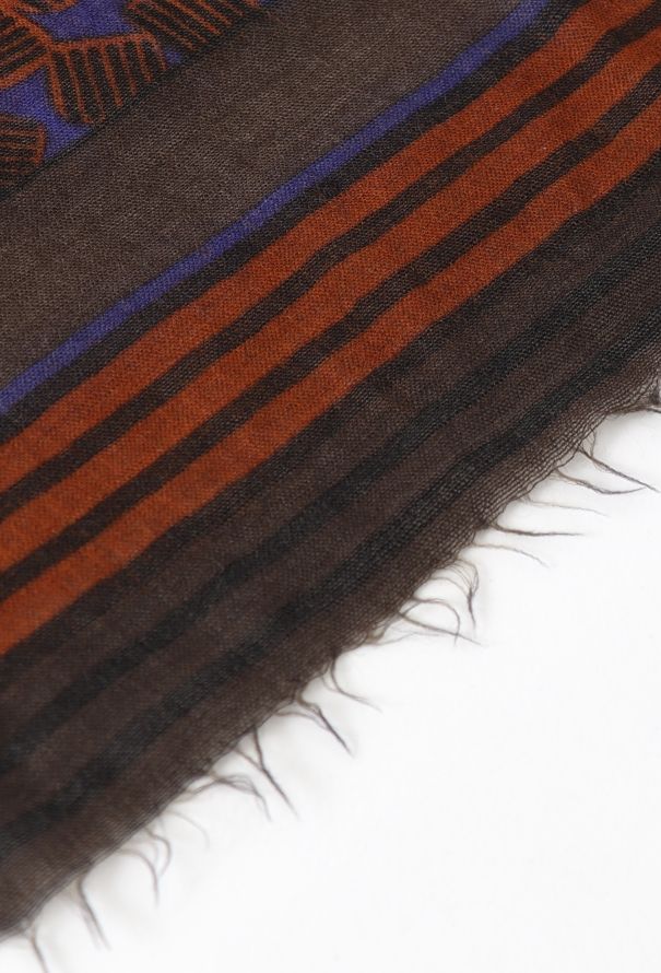 Saint Laurent Late '70s Frayed Graphic Scarf - 5