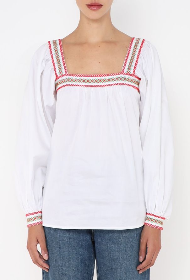 Saint Laurent Rare S/S 1977 Embroidered Peasant Top - 1