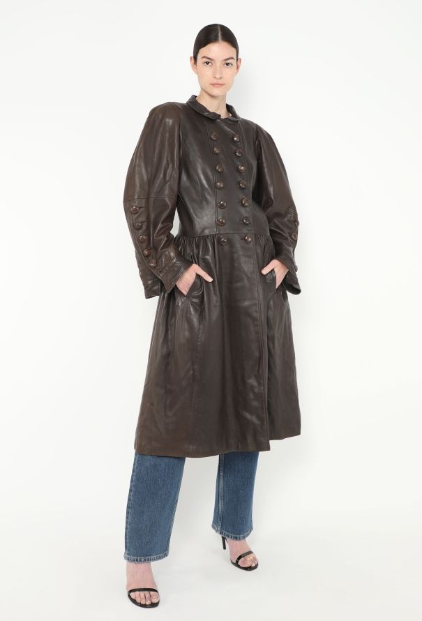 Saint Laurent ULTRA RARE F/W 1983 Flared Leather Coat - 4