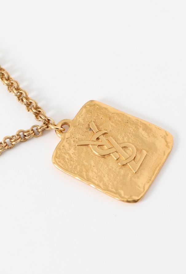 Saint Laurent Vintage Hammered Logo Sautoir - 3