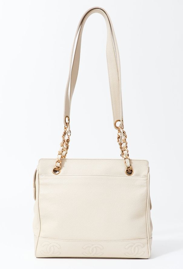 Chanel Off-White Caviar Tote Bag - 3