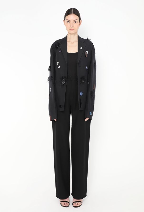 Céline RARE F/W 2014 Appliqué Silk Blazer - 4