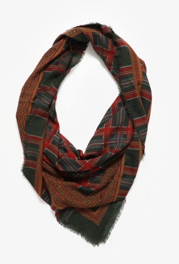 Saint Laurent Vintage Checkered Wool & Silk Scarf - 3