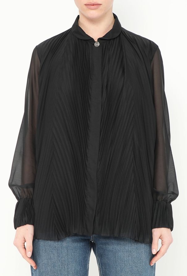 Chanel Accordion Pleated Silk Blouse - 1