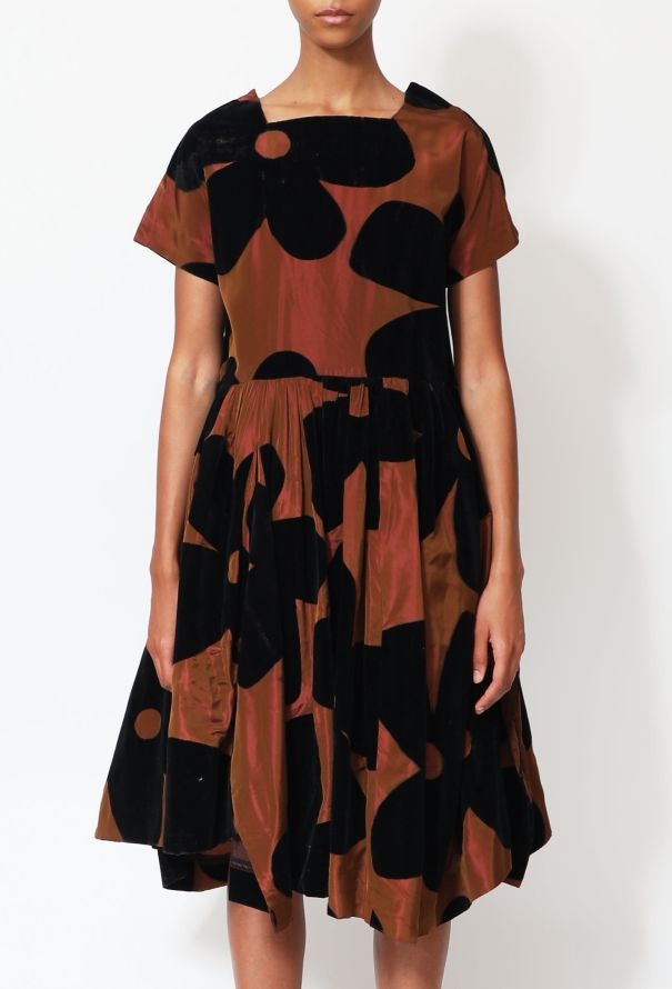 Comme des Garçons 2022 Velvet Floral Taffeta Dress - 2