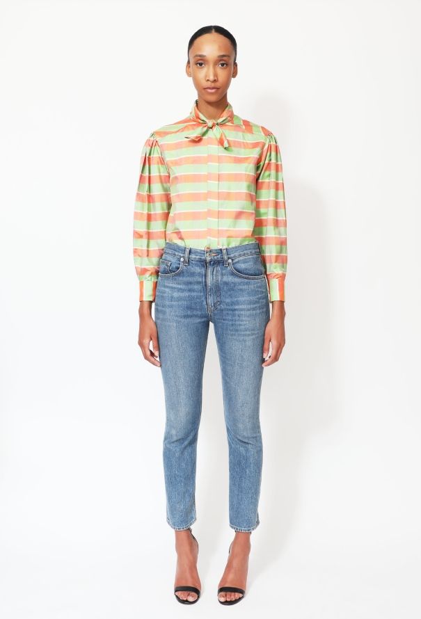 Exquisite Vintage Kenzo '70s Taffeta Lavallière Blouse - 1