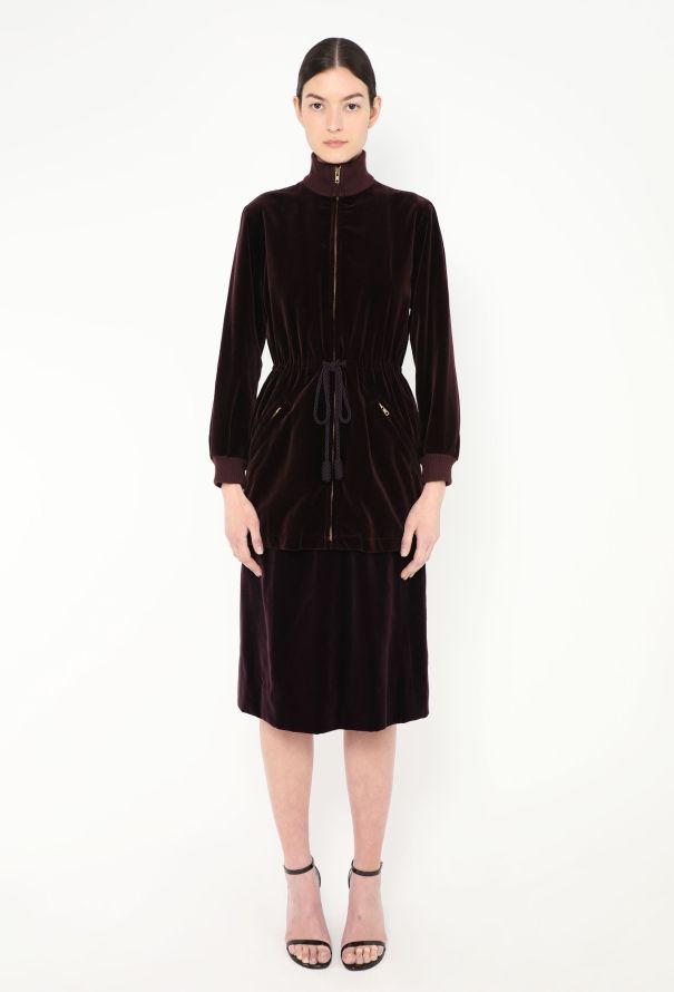 Saint Laurent RARE 1976 Velvet Bomber Jacket Ensemble - 5