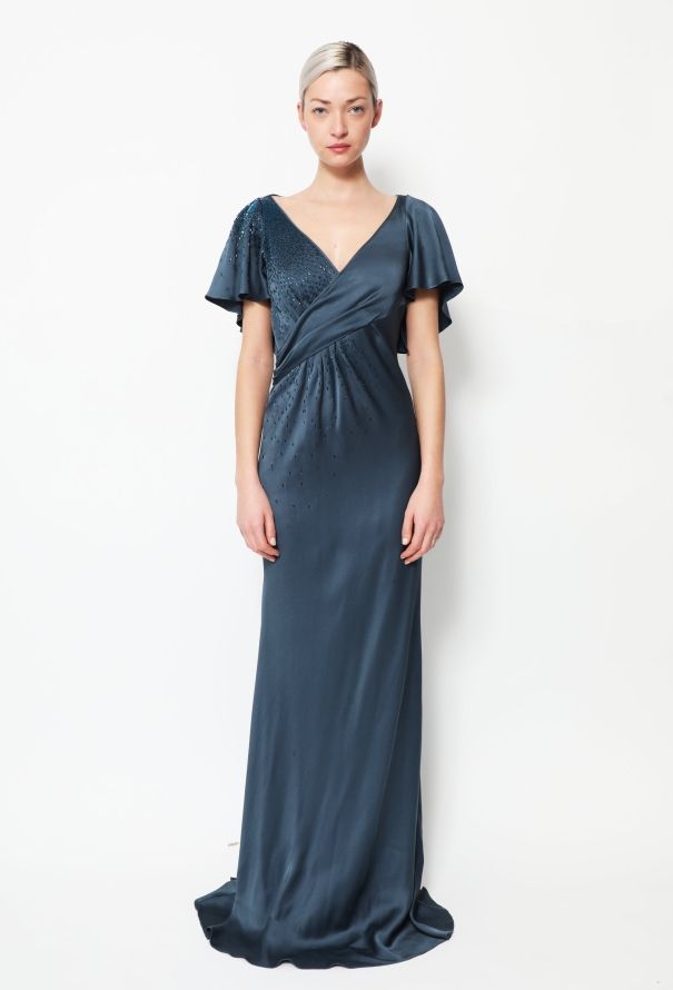 John Galliano Early 2000s Beaded Charmeuse Gown - 1