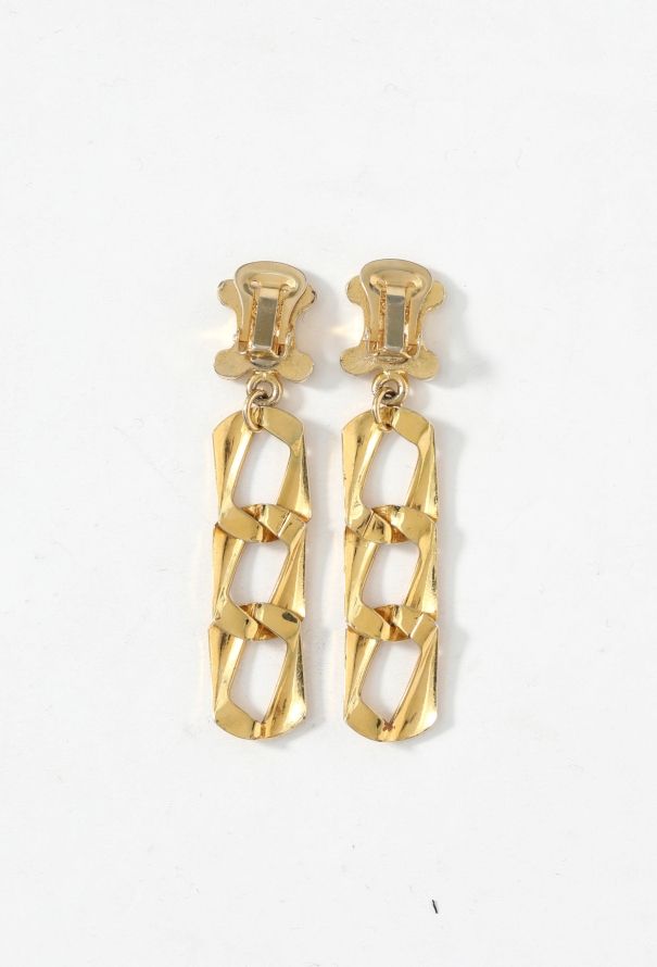 Céline Vintage Triomphe Chainlink Clip Earrings - 3