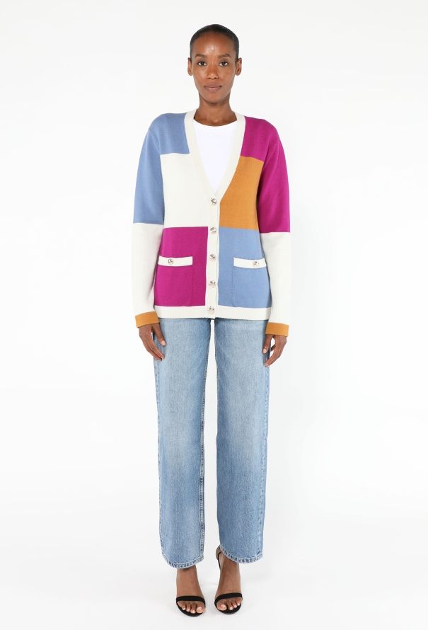 Chanel F/W 2020 Colorblock Cashmere Cardigan - 4